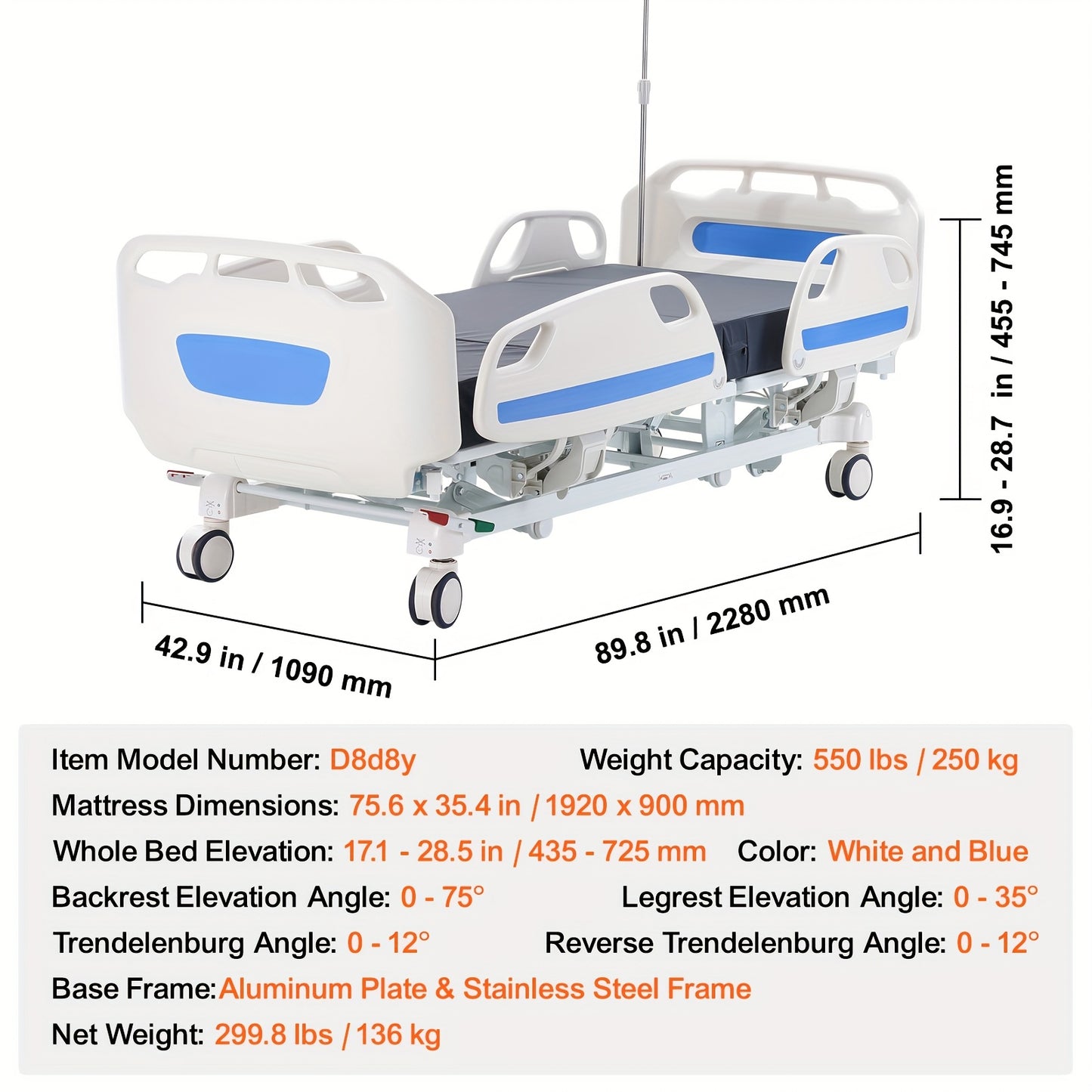 IM104 Premium 5-Function Full Electric With Trendelenburg & Reverse Trendelenburg