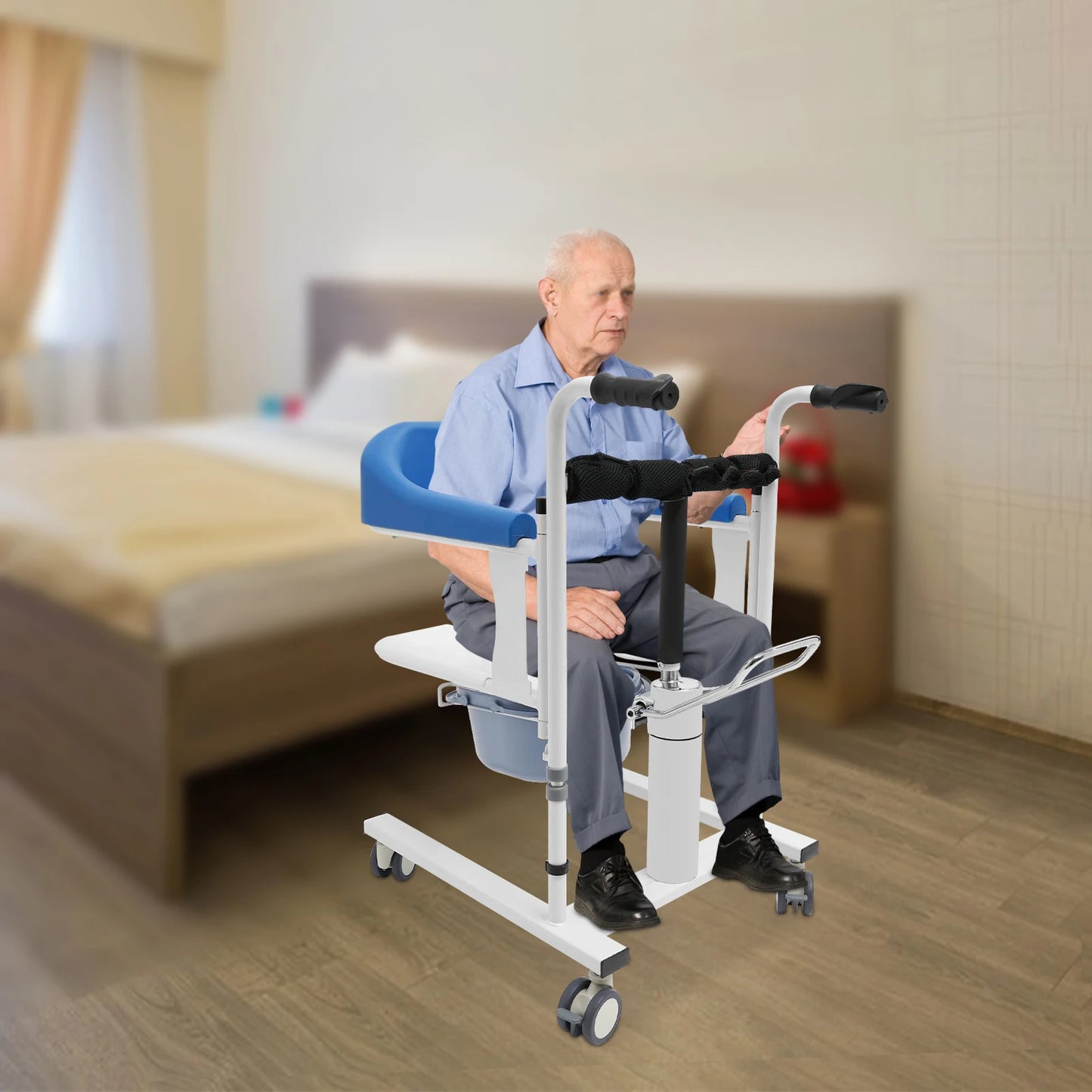 IM120 Hydraulic Patient Lifting Chair with Potty With 180° Split Seat
