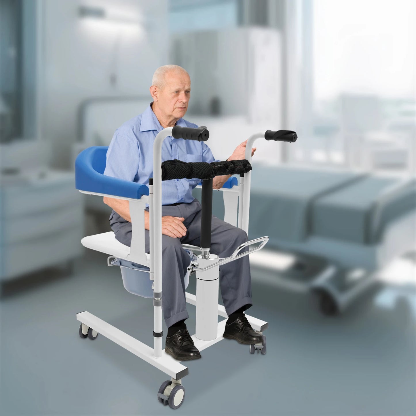 IM120 Hydraulic Patient Lifting Chair with Potty With 180° Split Seat