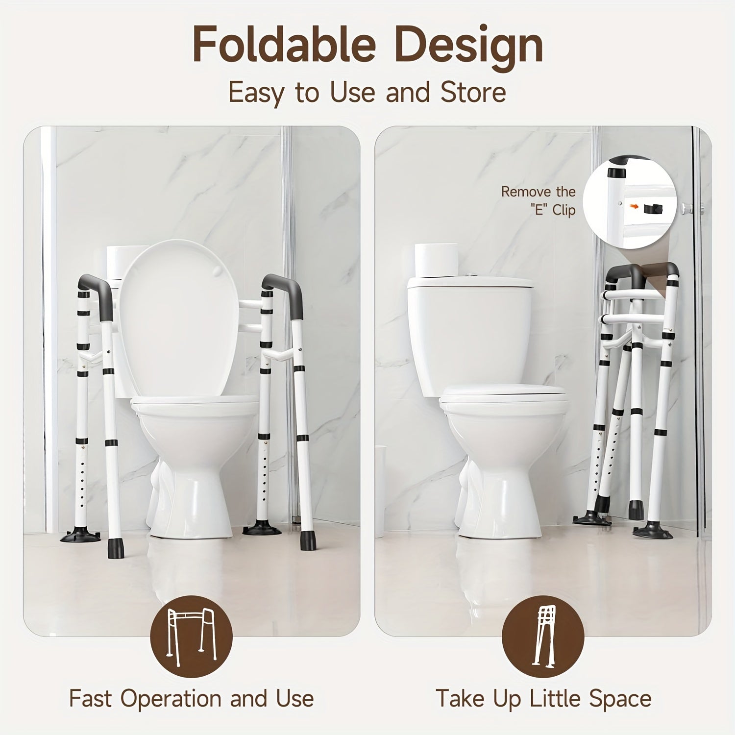 Toilet Safety Rails Non-Slip Base for Bathroom Stability