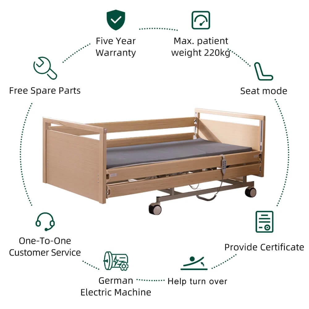 IM108 Wood Electric Hospital Bed With Turning