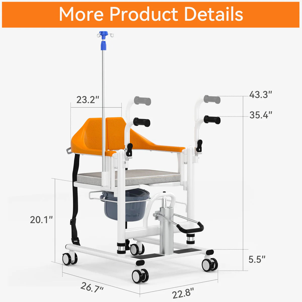 IM102 Widen Patient Chair Hydraulic Transferred Lift Wheelchair