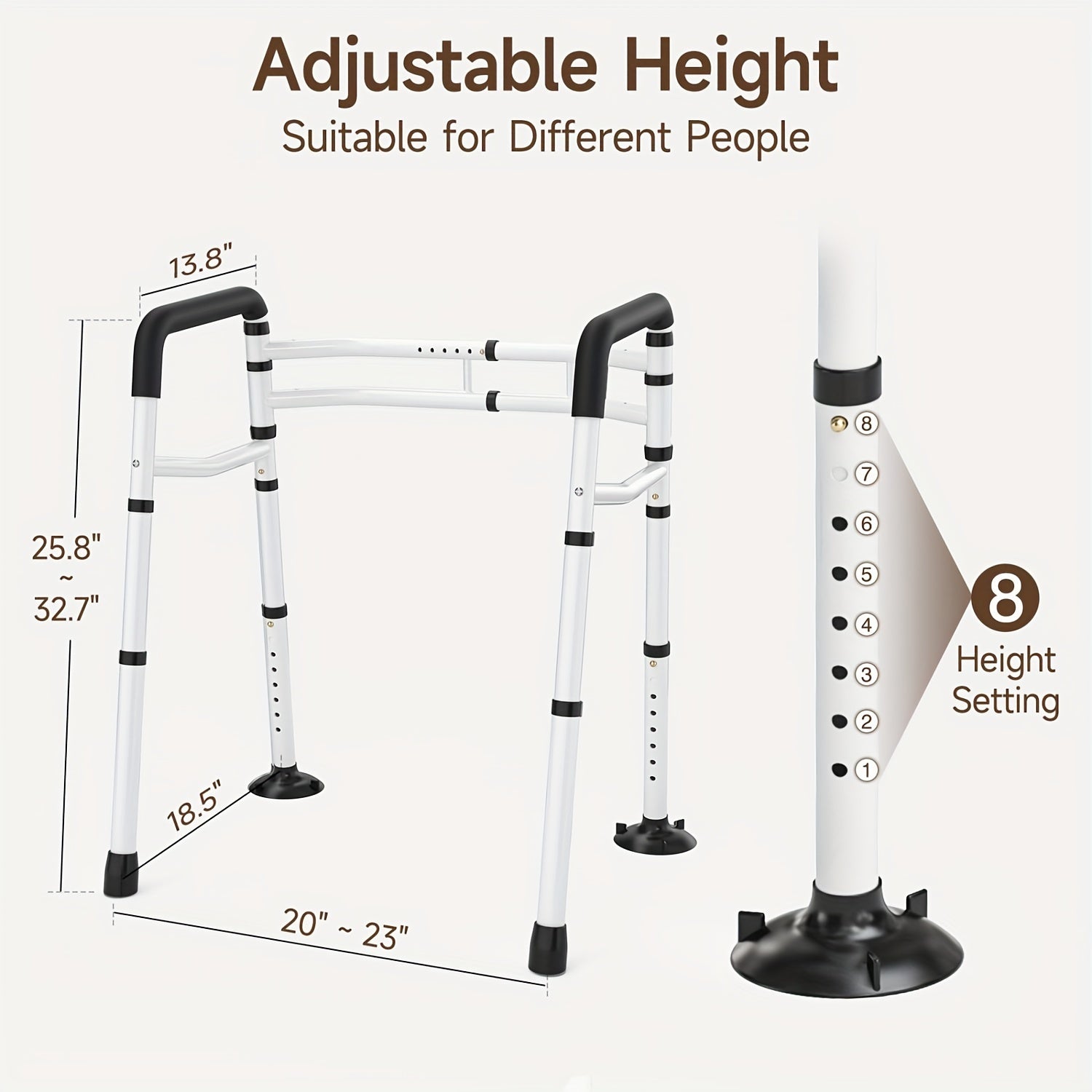 Toilet Safety Rails Non-Slip Base for Bathroom Stability