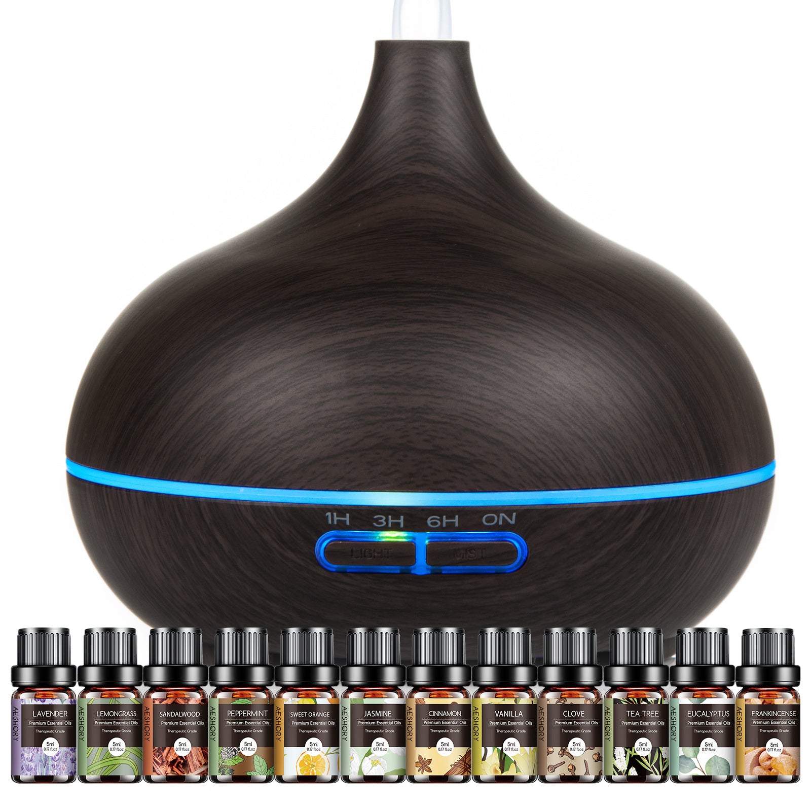 550ML Large Capacity Diffuser Essential Oil Diffuser with 12 Bottles of Essential Oils