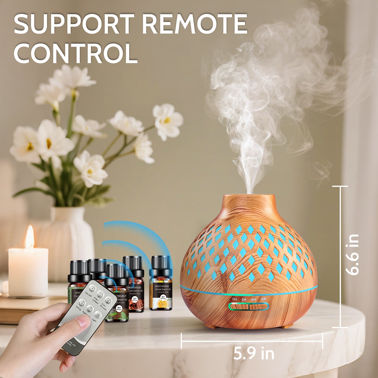 550ML Large Capacity Diffuser Essential Oil Diffuser with 12 Bottles of Essential Oils