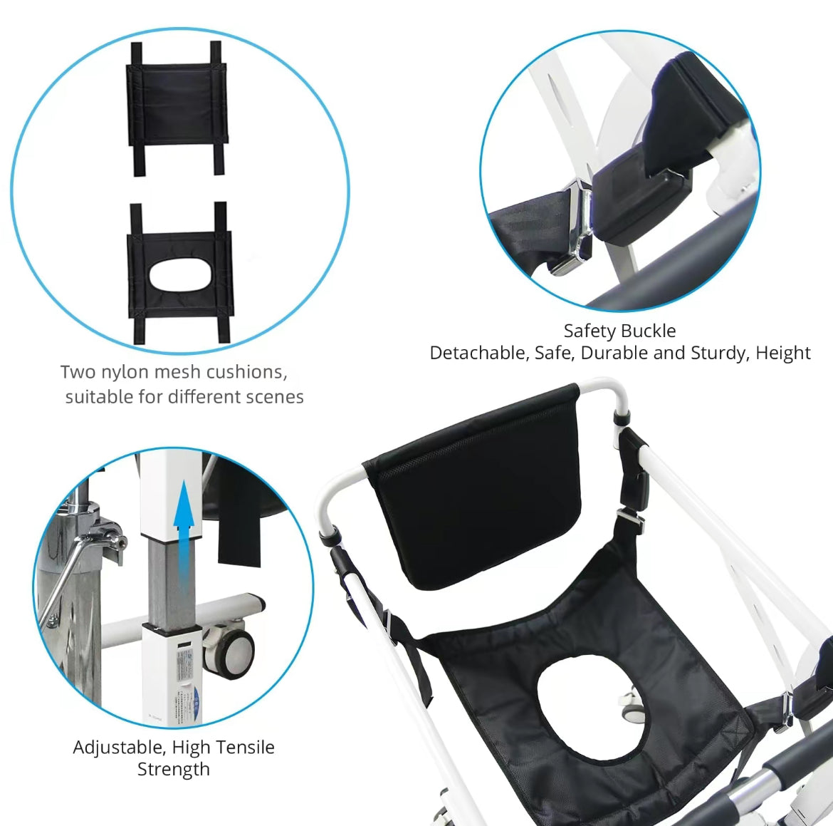 IM123 Hydraulic Patient Transfer Lift Chair With Backrest And Commode