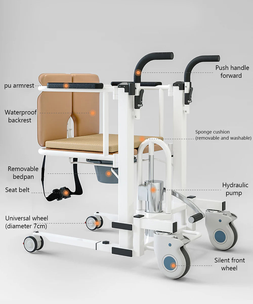 IM119 Patient Hydraulic Transferred Lift Wheelchair w/180 degrees Split Seat And Table