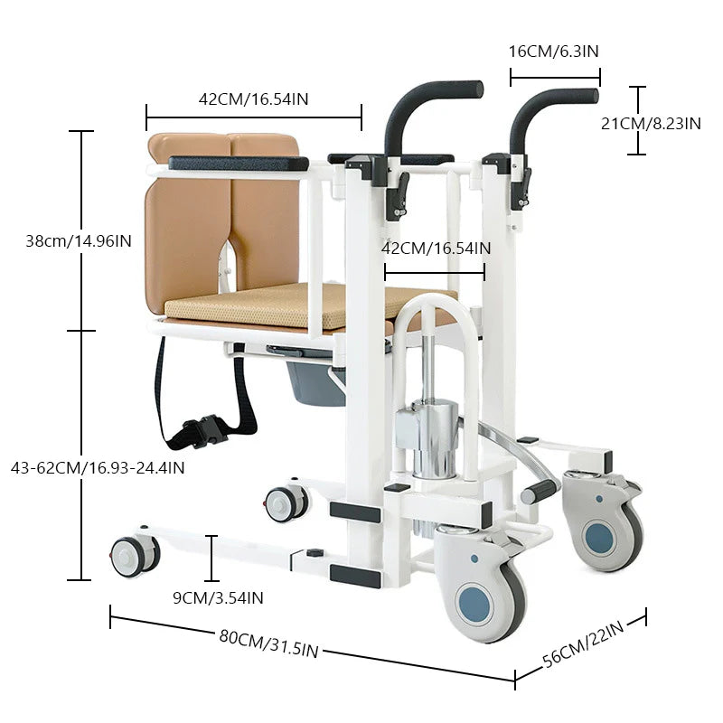 IM119 Patient Hydraulic Transferred Lift Wheelchair w/180 degrees Split Seat And Table